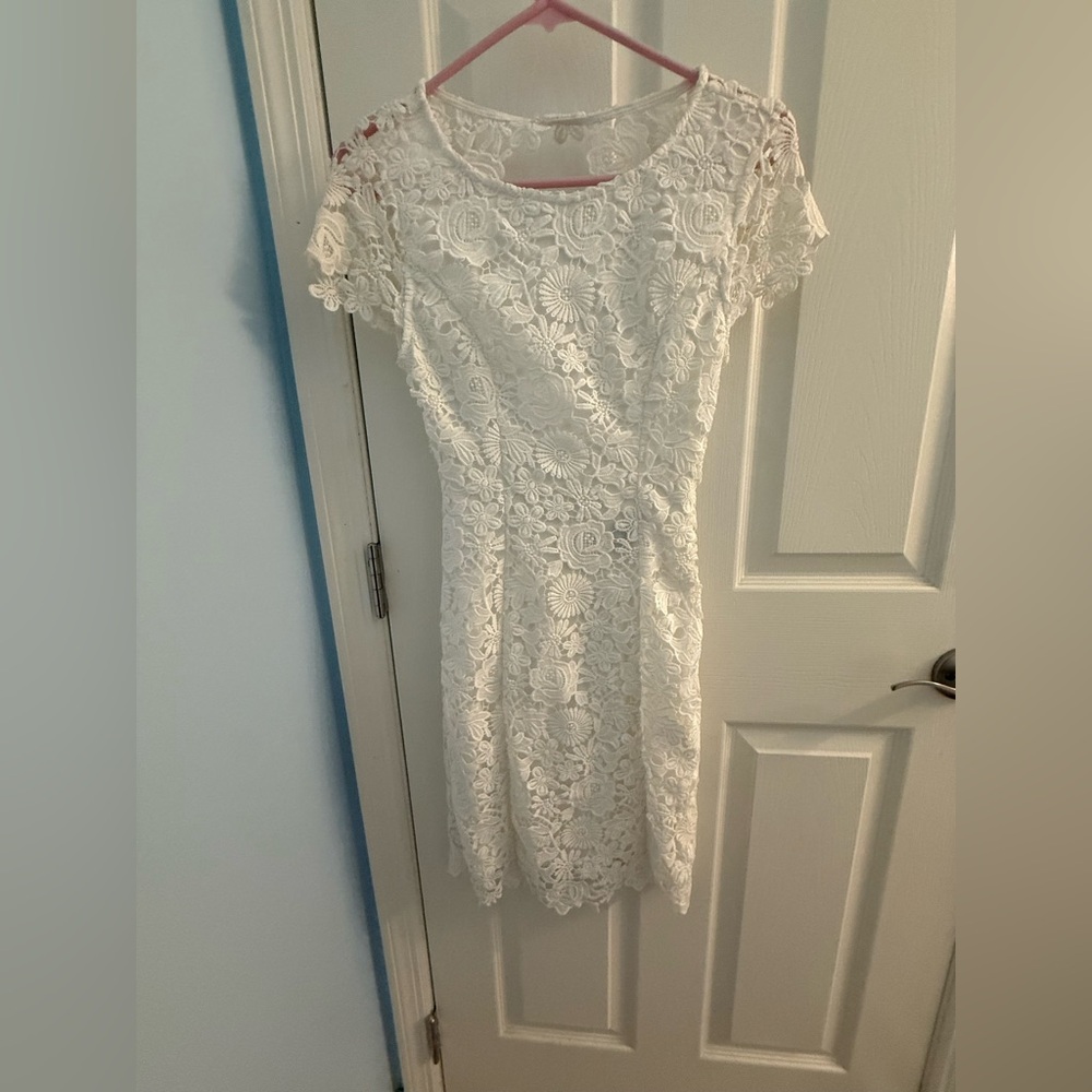Lulus White Floral Lace Mini Dress